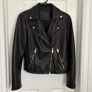 All Saints Dalby Leather Biker Jacket Gold Hardware